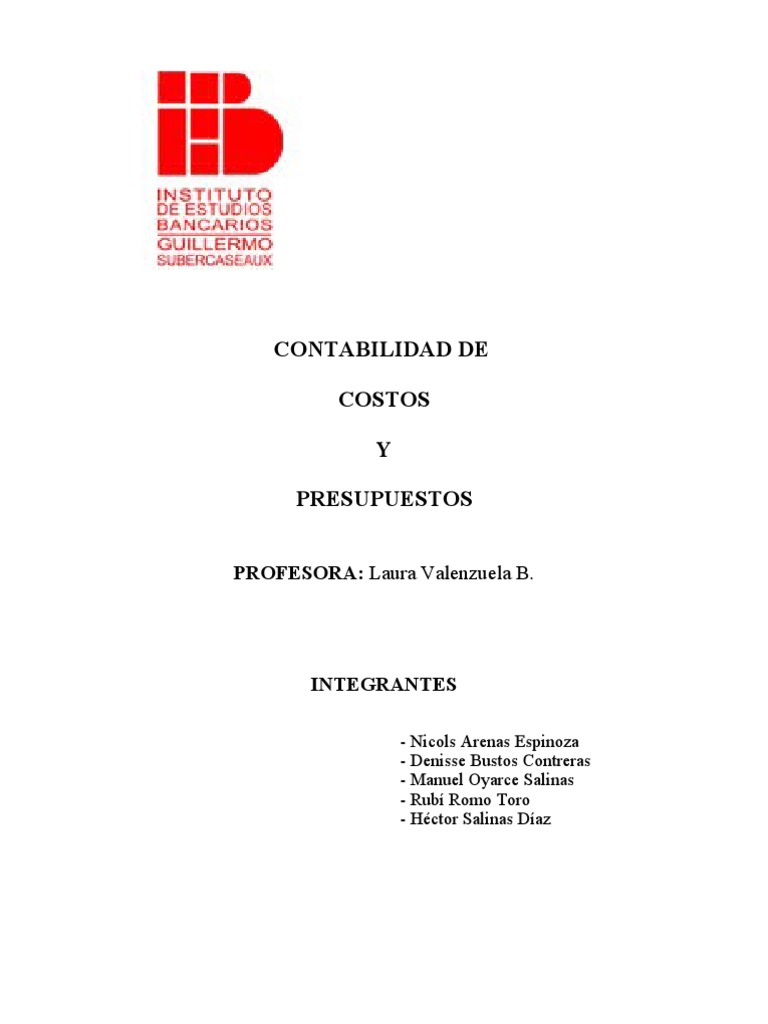 Contabilidad de Costos y Presupuestos | PDF | Costo | Contabilidad