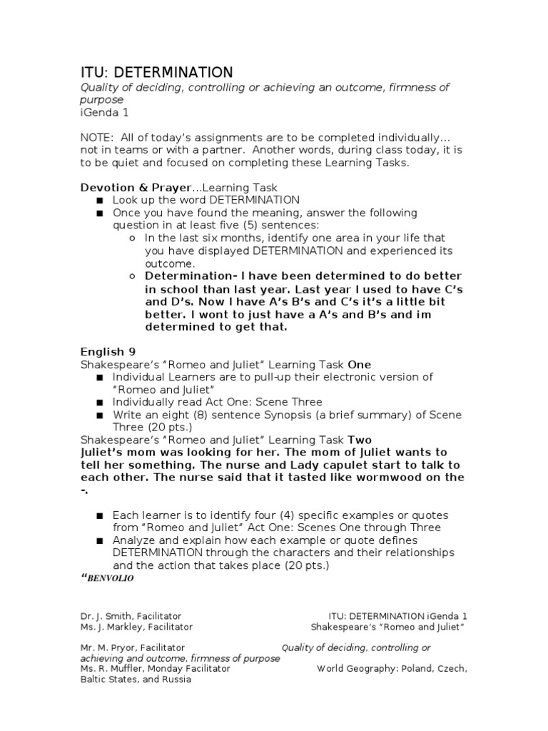 Itu: Determination: Quality of Deciding, Controlling or Achieving An ...