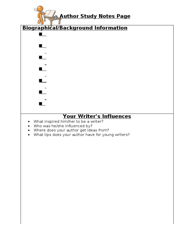 Author Study Notes Page | PDF