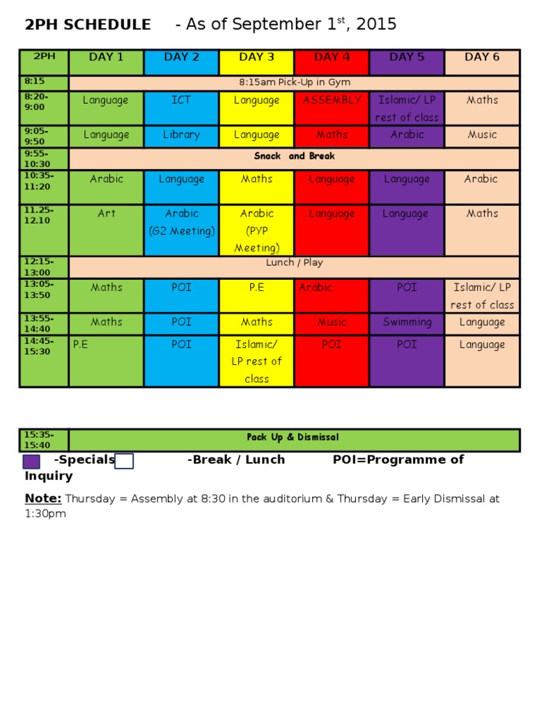 2PH Weekly Schedule Overview | PDF