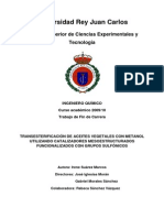 Transesterificación de aceites vegetales con metanol utilizando catalizadores  mesoestructurados funcionalizados con grupos sulfónicos. 