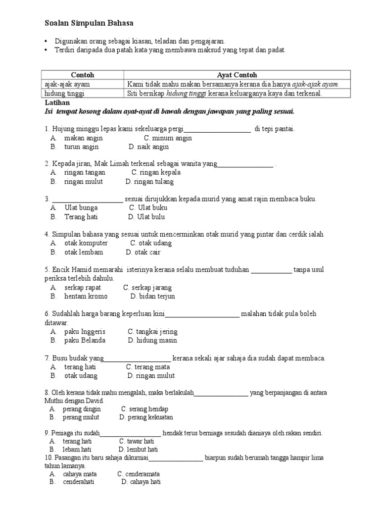 Soalan Simpulan Bahasa Pdf