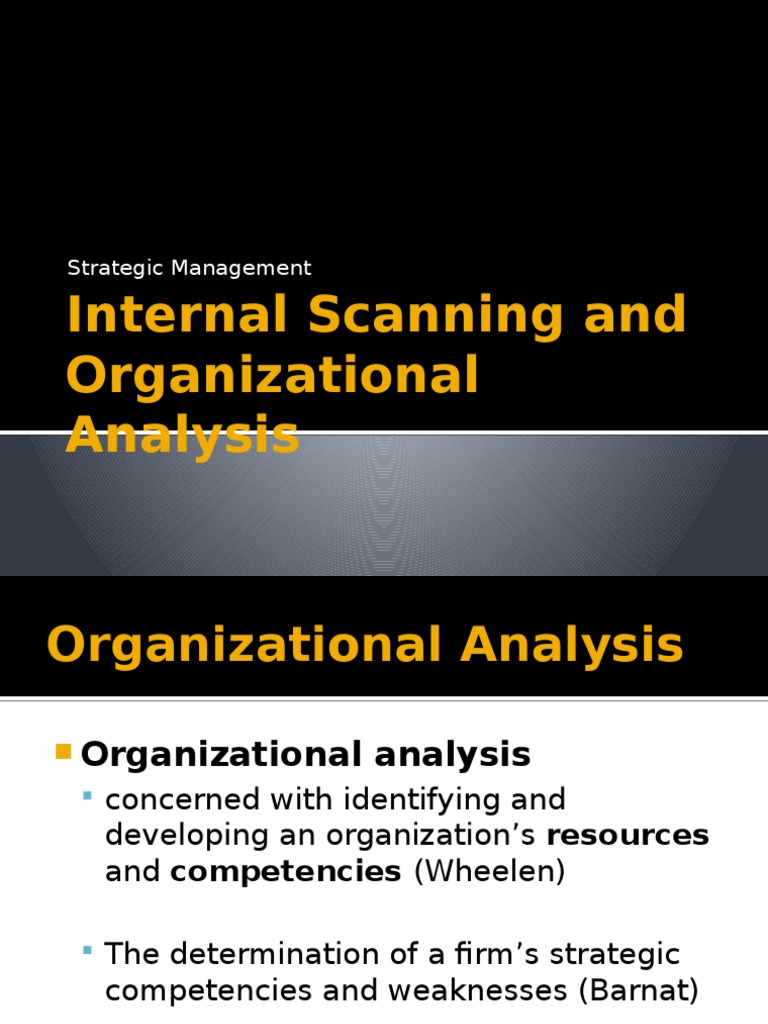 Internal Scanning and Organizational Analysis PDF Business Model