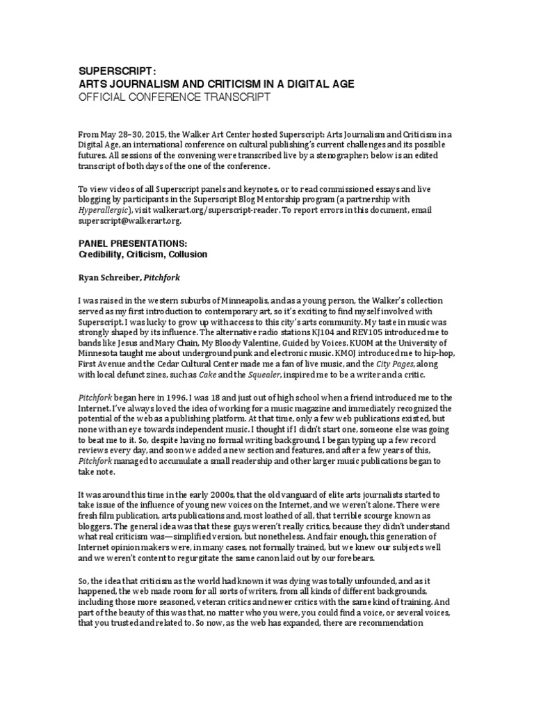 Arts Journalism and Criticism in A picture