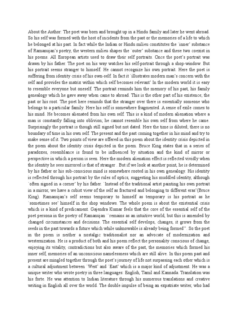 Striders A Poem by Ramanujan | PDF | Identity (Social Science) | Poetry