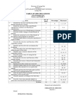 Table of Specifications: First Periodical Test Science and Health 5 Objectives No. of Items Percentage Placement