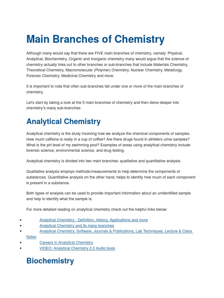 5 MAIN AREAS OF CHEMISTRY visual data 5