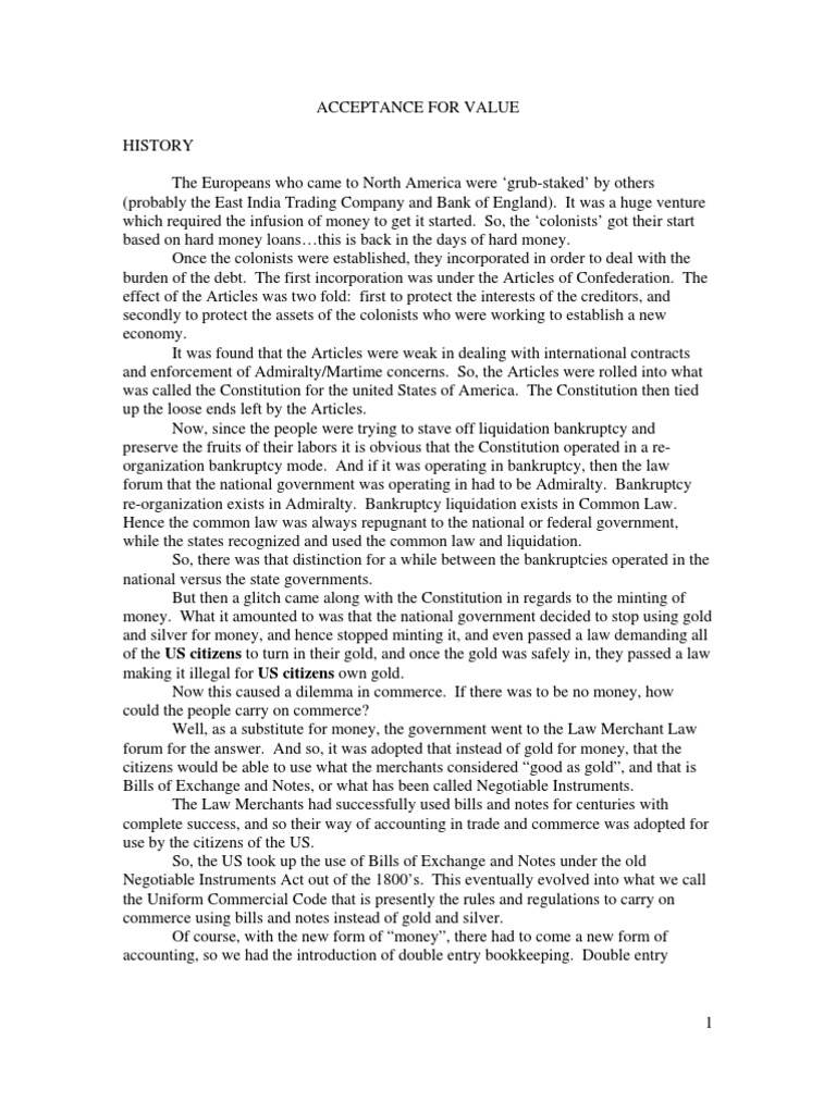 History of Acceptance for Value in U.S. | PDF | Guarantee | Bankruptcy