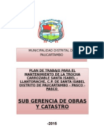 Plan de Trabajo para El Mantenimiento de Latrocha Santa Isabel Llantorache