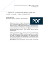 La Democracia Por Venir en La Filosofía Derrideana: Entre La Soberanía y La Incondicionalidad