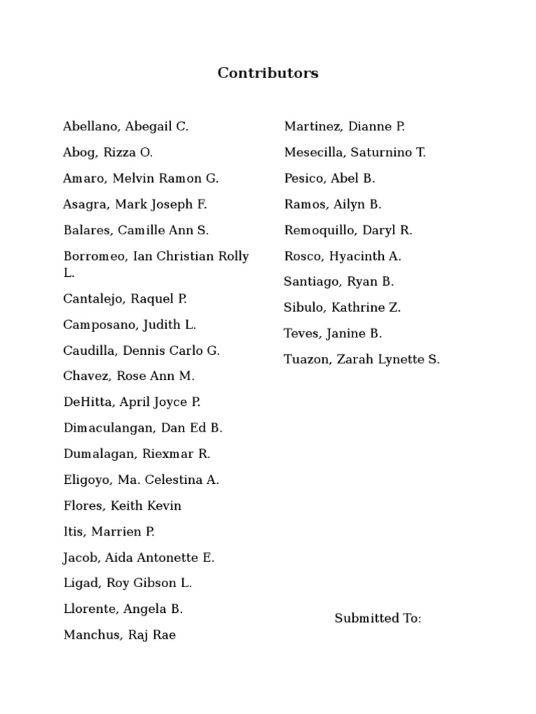 List of Contributors and Submission Details | PDF
