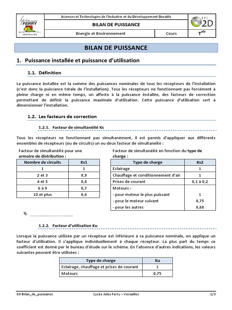 03Bilan de Puissance  Puissance (physique)  Électromagnétisme