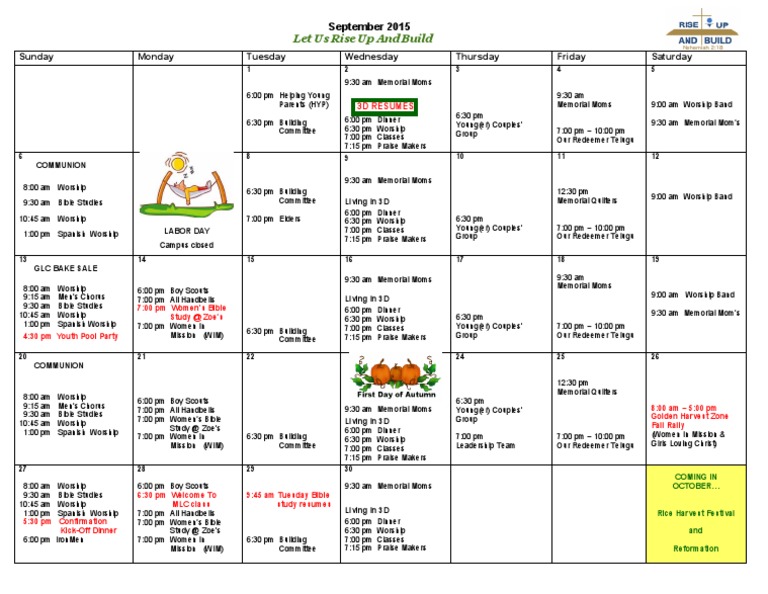 MLC September 2015 Calendar PDF