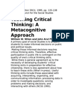 Teaching Critical Thinking: A Metacognitive Approach