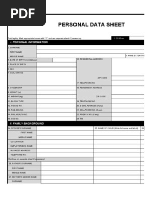 Personal Data Sheet