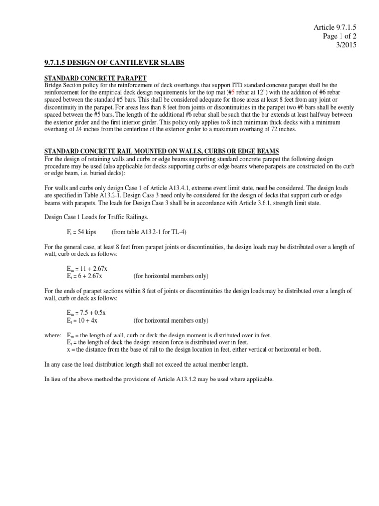 Design of Cantilever Slabs | PDF | Beam (Structure) | Chemical Product ...