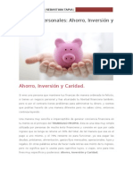 Finanzas Personales Ahorro, Inversión y Caridad.