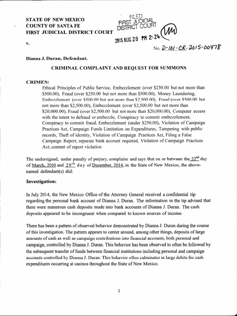 NM Criminal Complaint