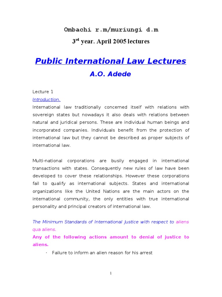 Public International Law Lectures