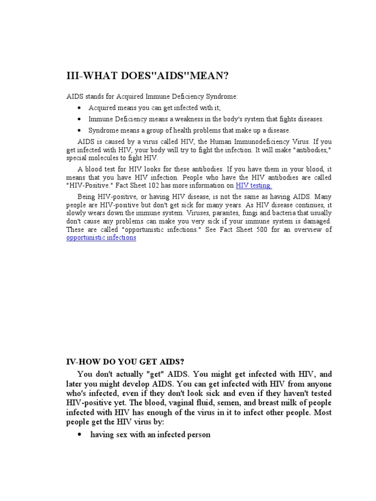 III What Does"Aids"Mean? PDF Management Of Hiv/Aids Hiv/Aids