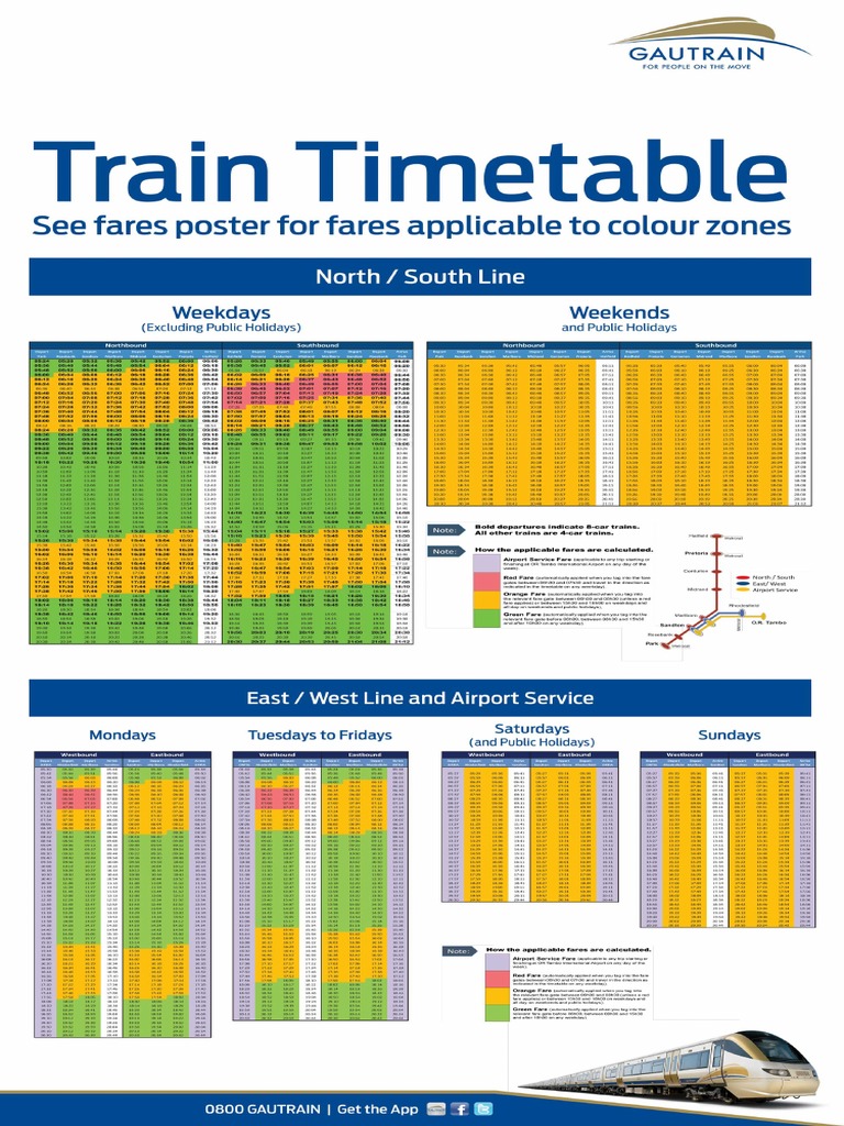 Gautrain Timetable 12 May 2014
