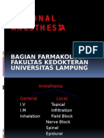 Regional Anesthesia: Bagian Farmakologi Fakultas Kedokteran Universitas Lampung
