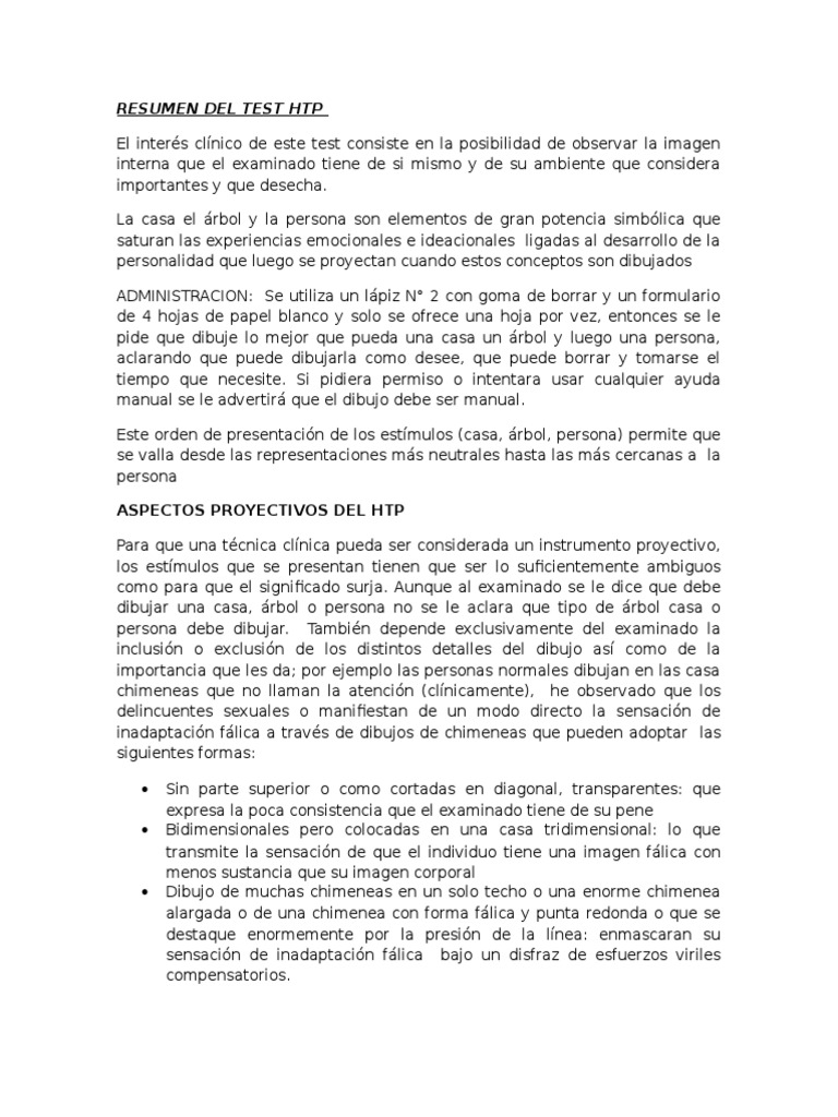 Interpretación del Test HTP | PDF | Esquizofrenia | Arboles