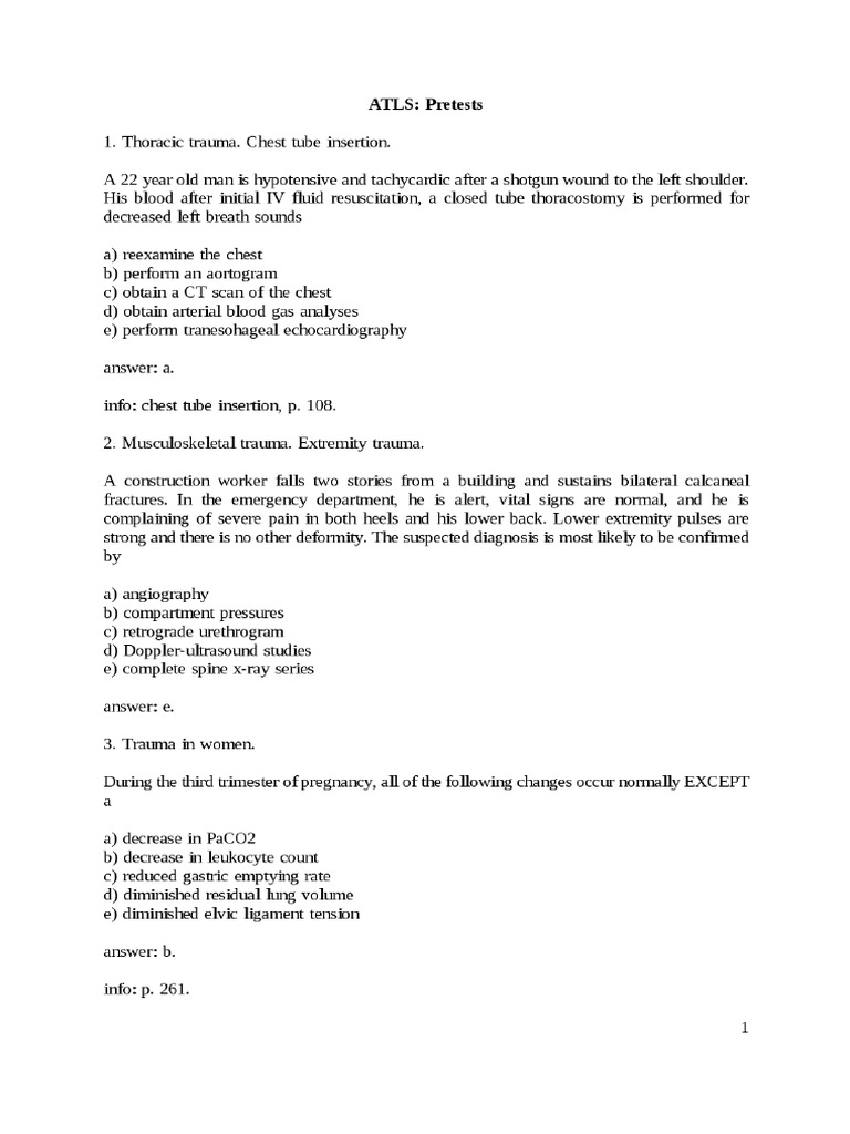 Atls Questions And Answers