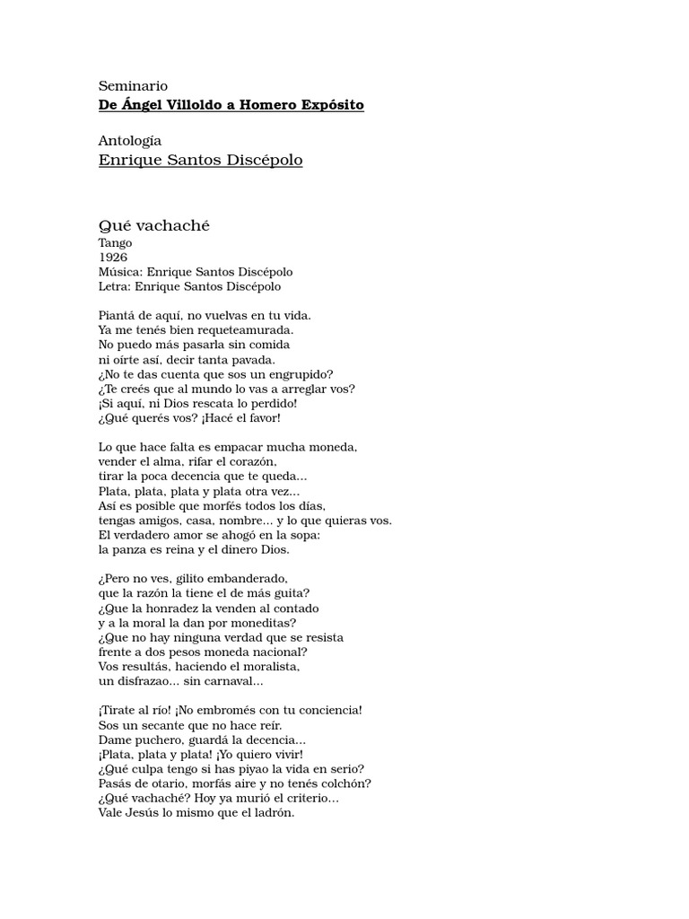 Antologia Enrique Santos Discepolo Pdf Musica Tango Amor