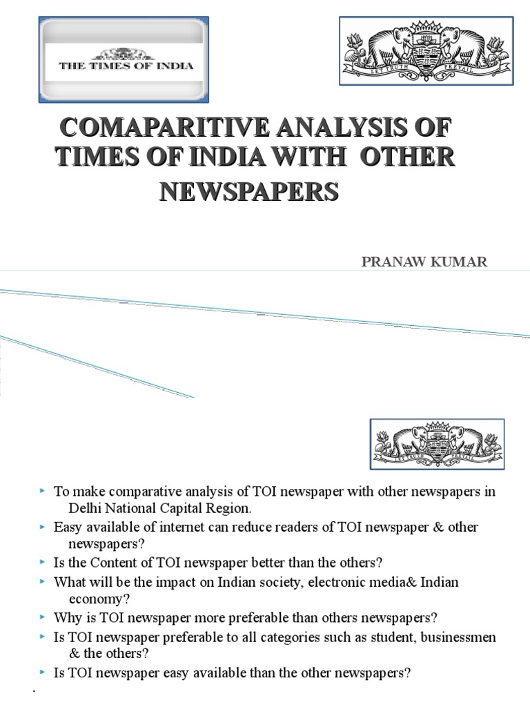 Comparative Analysis of TOI & Other Newspaper in Delhi NCR ...