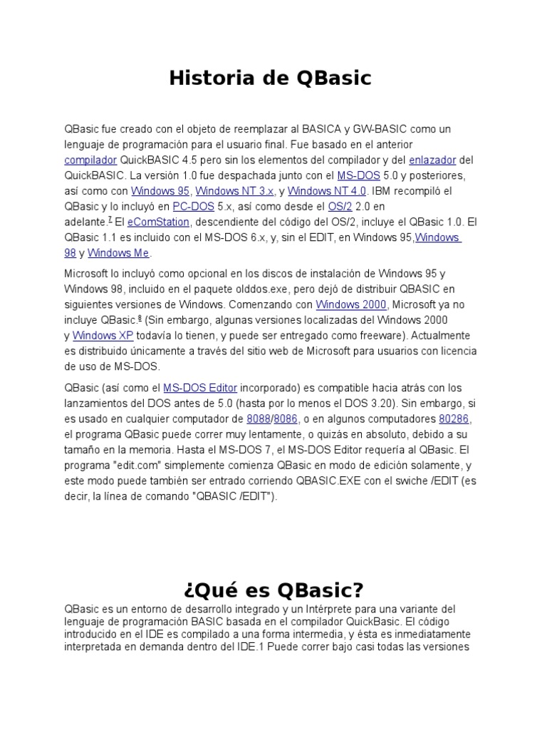 Qué Es QBasic | PDF | Herramientas de programación | Familias de ...
