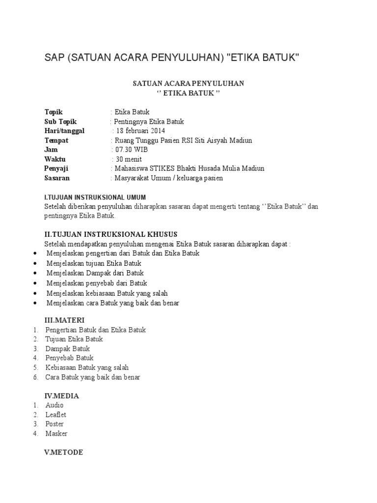 Sap Etika Batuk Sap Etika Batuk