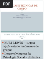 TEORIAS EM DINÂMICA DE GRUPO da Psco social ao grupo
