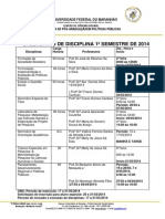 Calendário de Disciplinas 2014.1