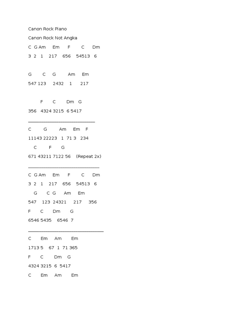 Canon Rock Piano | PDF | Teaching Methods & Materials | Technology ...