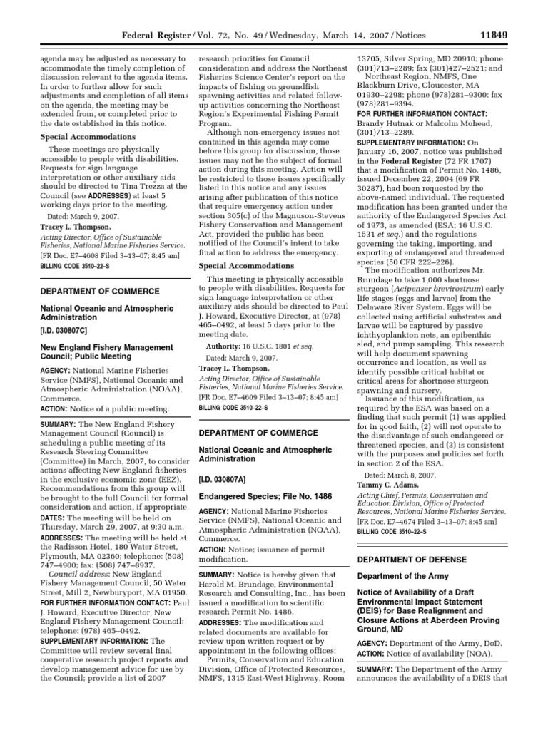 Notice Environmental Statements Availability, Etc. Aberdeen Proving
