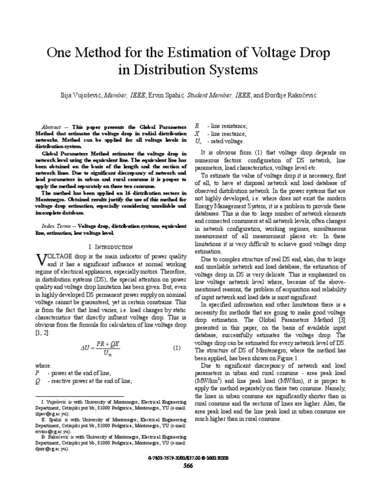 Voltage Drop in Distribution Systems | PDF | Electricity | Electrical ...