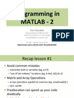 Programming in Matlab - 2: Ciro Donalek