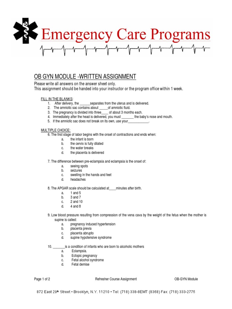 Ob Gyn Module - Written Assignment | PDF | Uterus | Childbirth