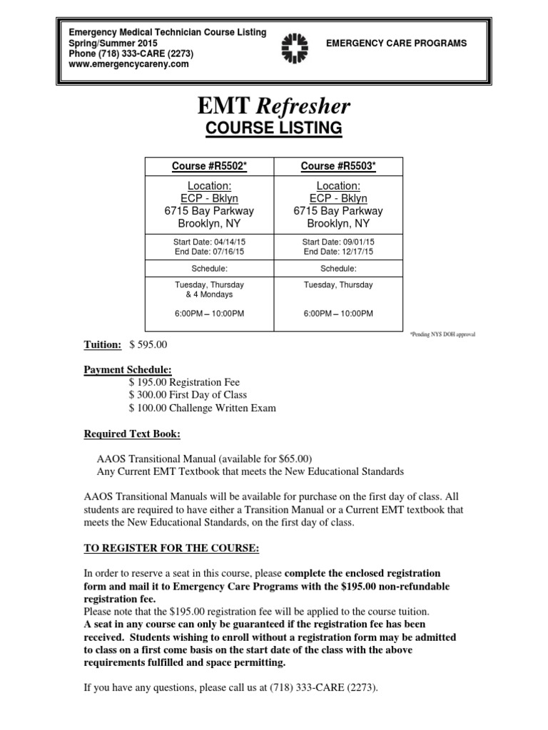 EMT Refresher Course Details | PDF