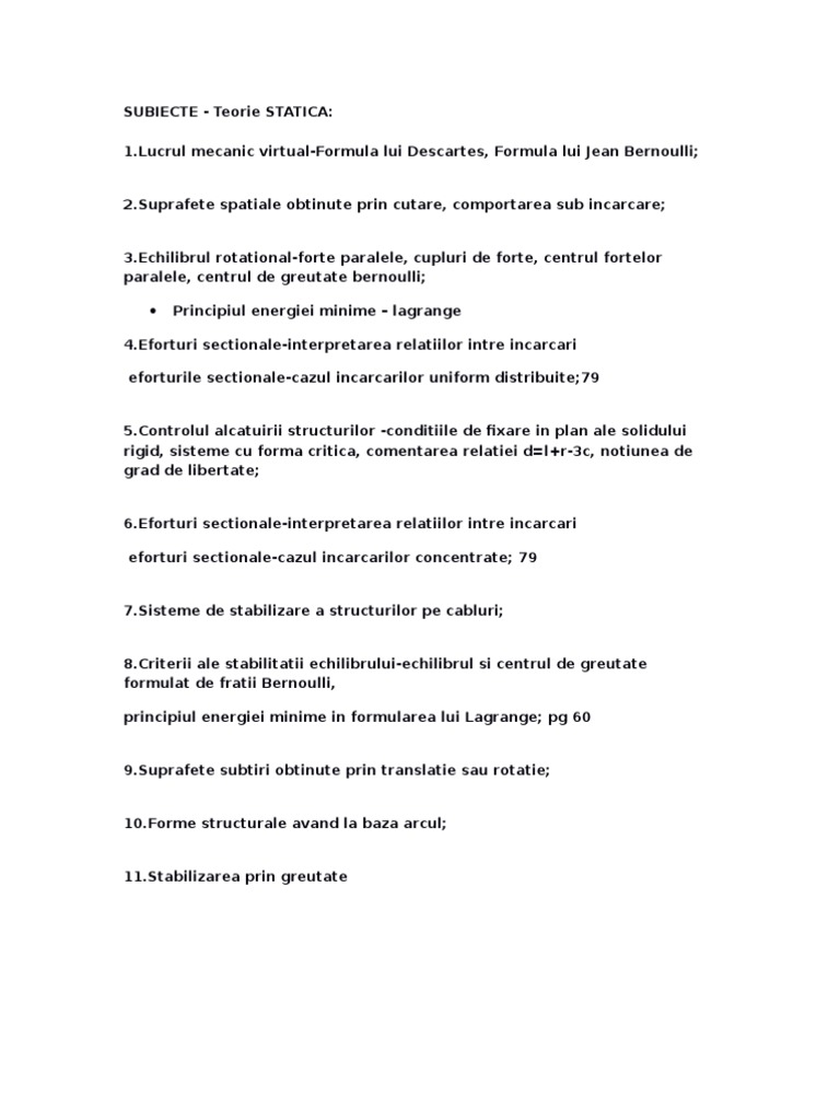 SUBIECTE Statica | PDF