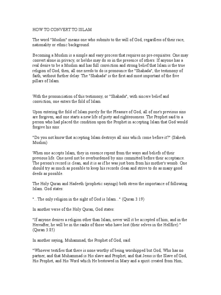 How To Convert To Islam | PDF | Prophets And Messengers In Islam | Muhammad