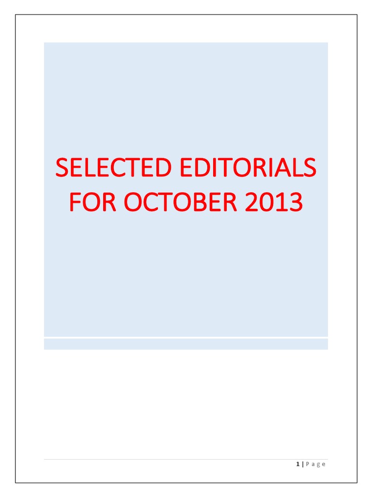 Selected Editorials For October 2013 | PDF | Inter Services ...
