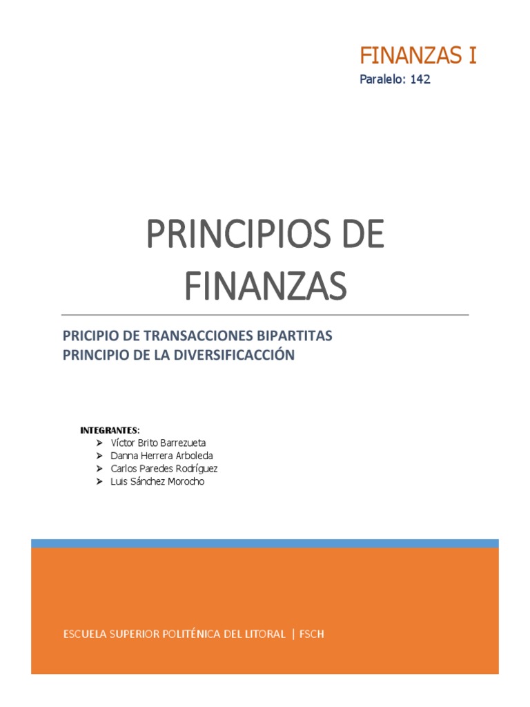 Principios de Finanzas | PDF | Diversificación (Finanzas) | Inversiones