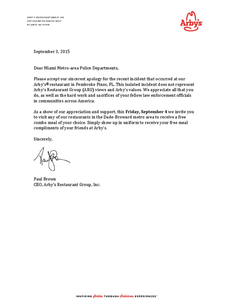 Law Enforcement Appreciation Day at Arbys 09042015