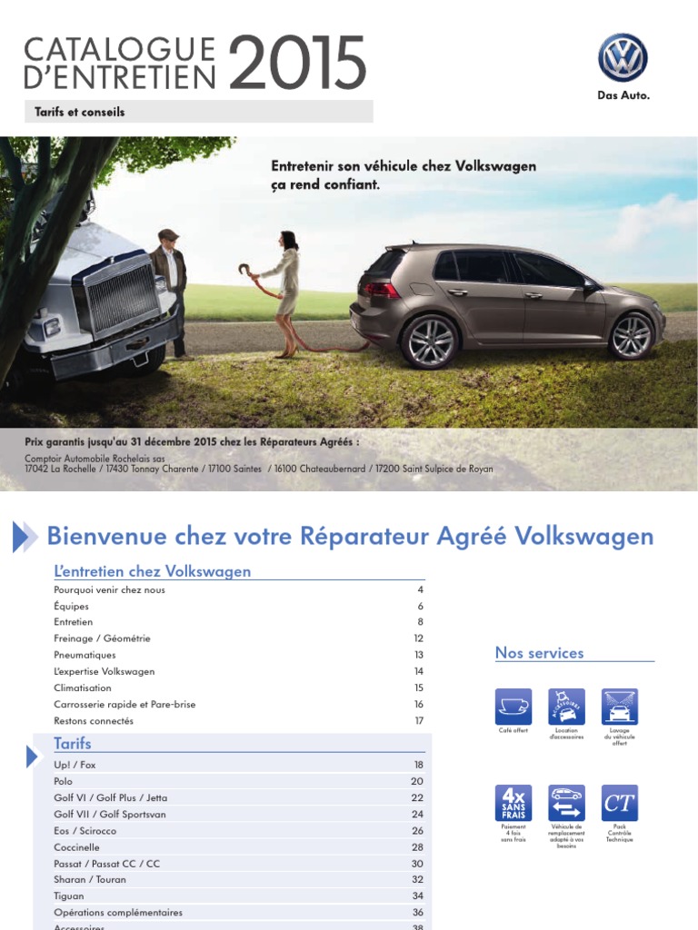 Catalogue Entretien Vw 2015 Pdf Volkswagen Pneumatique Vehicule