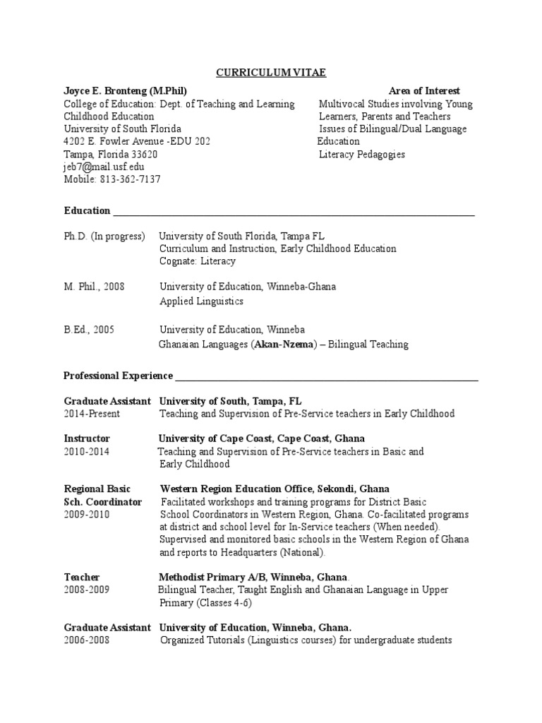 Ghana curriculum vitae picture