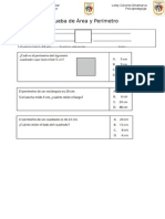 Prueba de Matemática Area y Perimetro