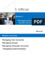Microsoft Official Course: Managing Active Directory Domain Services Objects