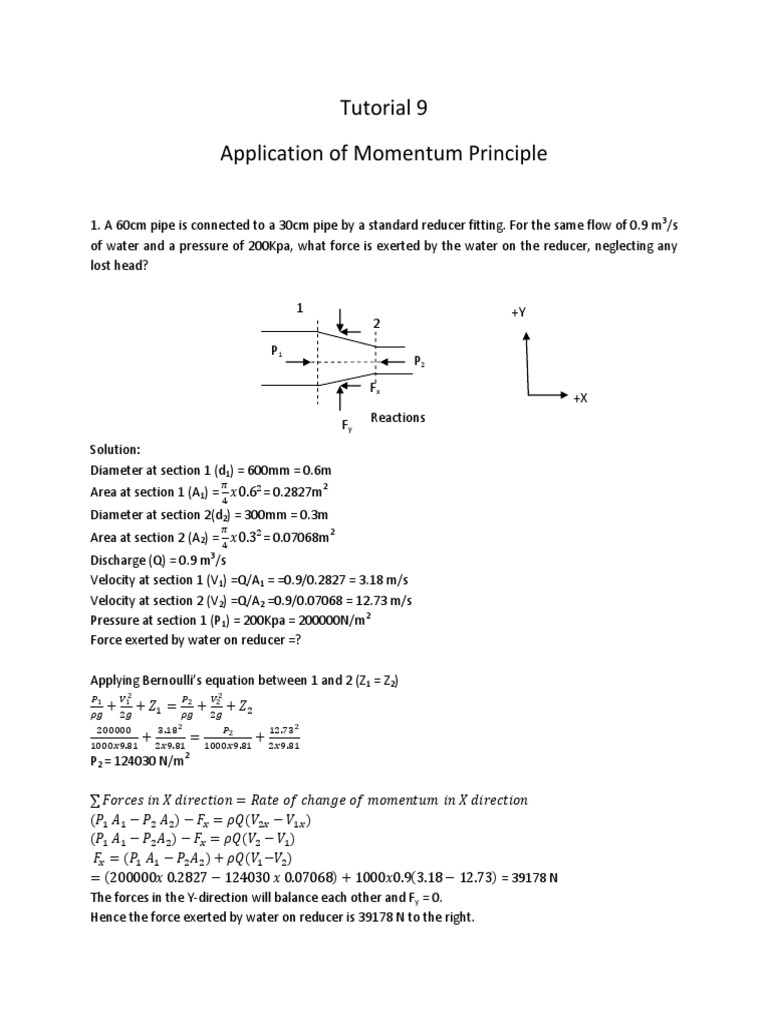 Momentum Principle in Pipe Flow Analysis | PDF | Torque | Angular Momentum